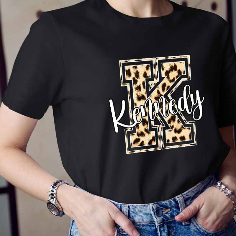 Personalized Name Leopard Color Teacher T-Shirt