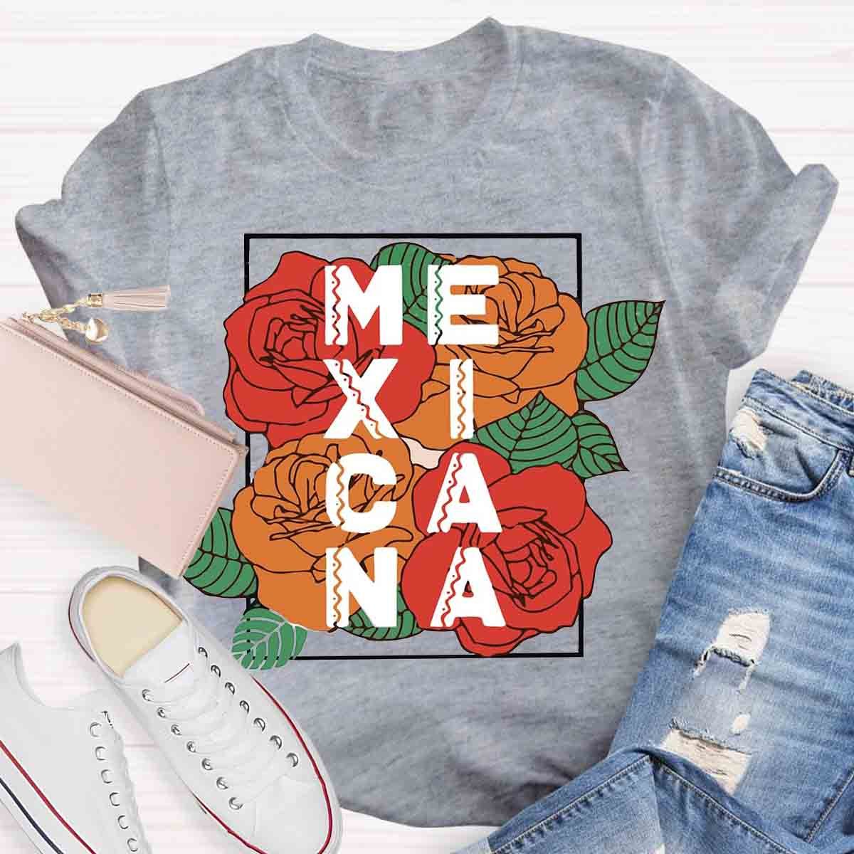 Rose Flower Mexicana Teacher T-Shirt