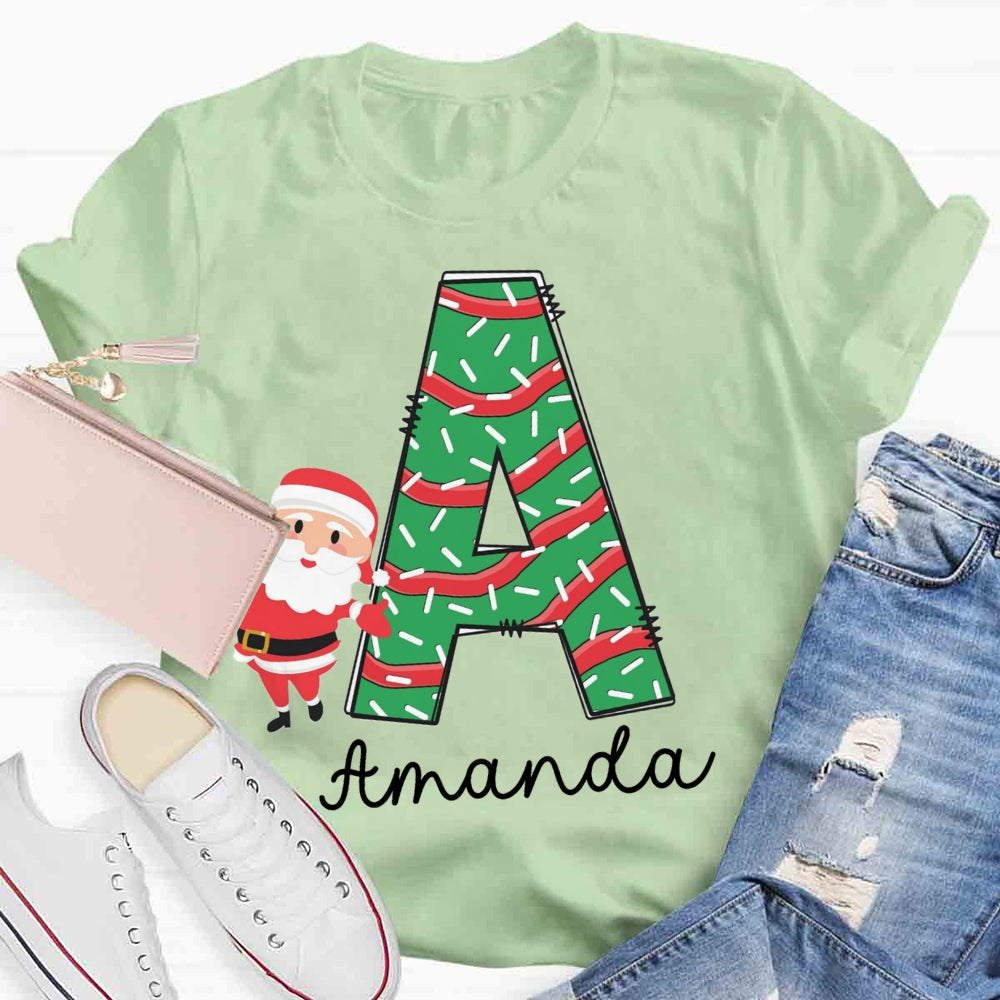 Personalized Name Initials Santa Claus T-shirt