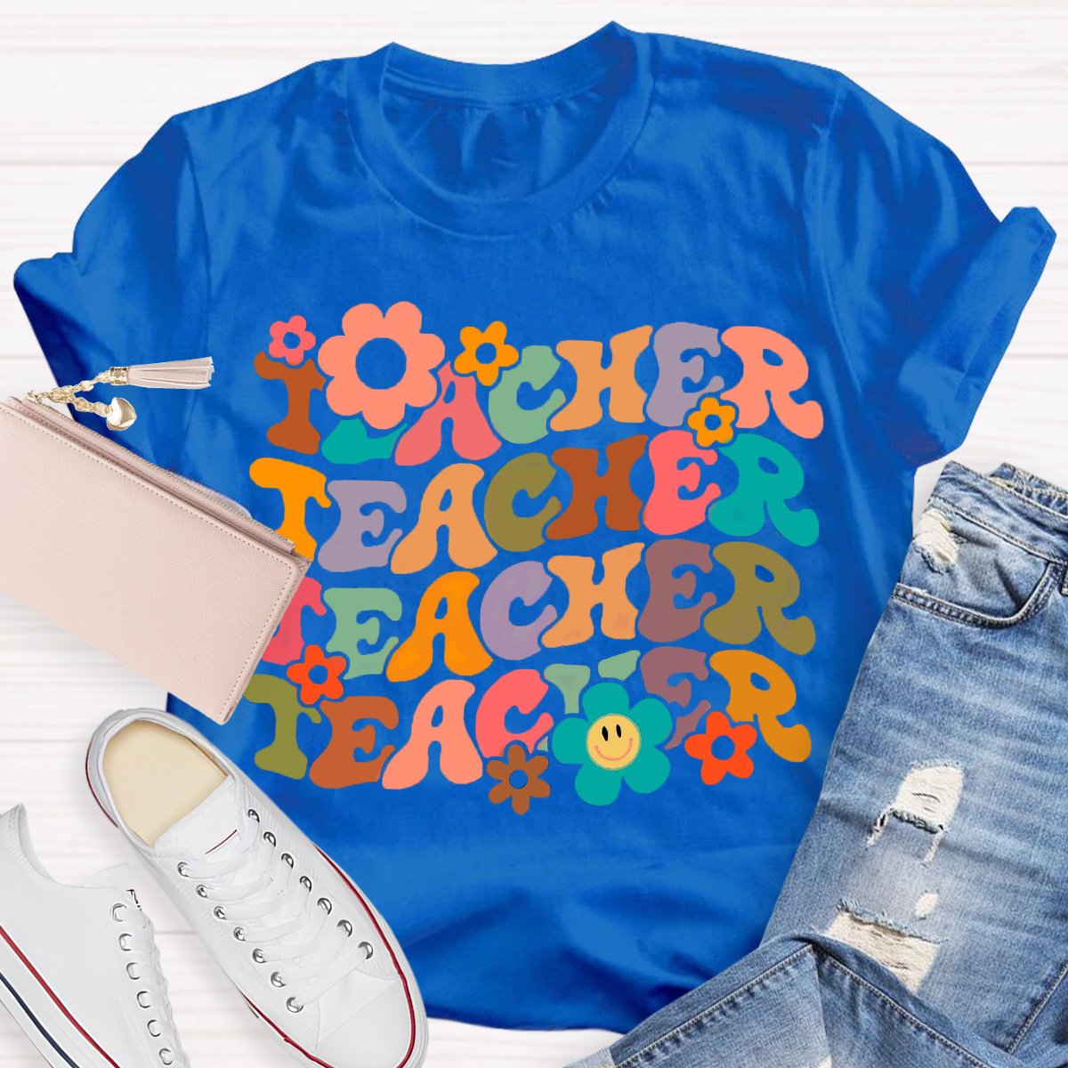 Floral Graphic Designs Teacher  T-Shirt