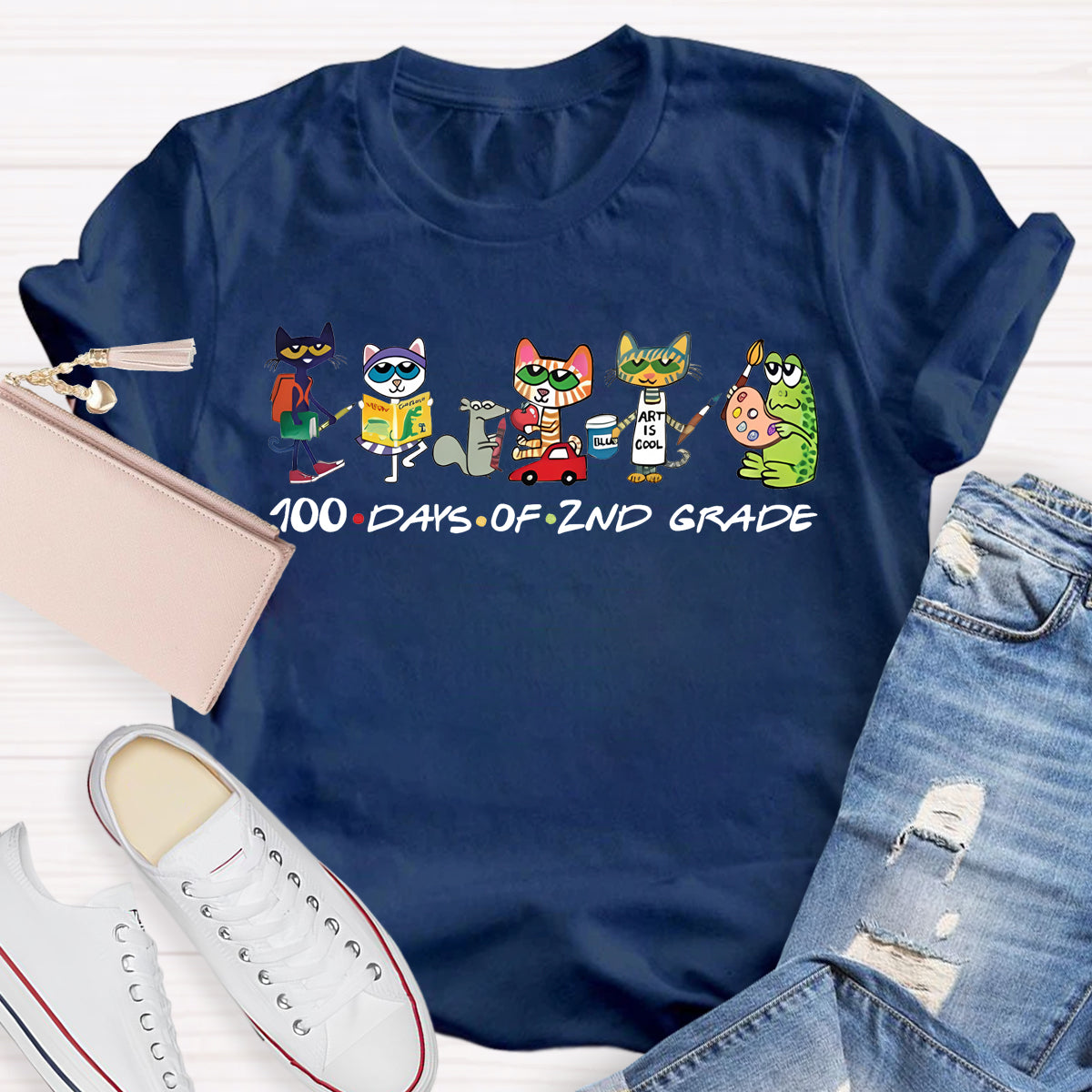 Personalized Grade 100 Days Of Second Grade Teacher T-Shirt