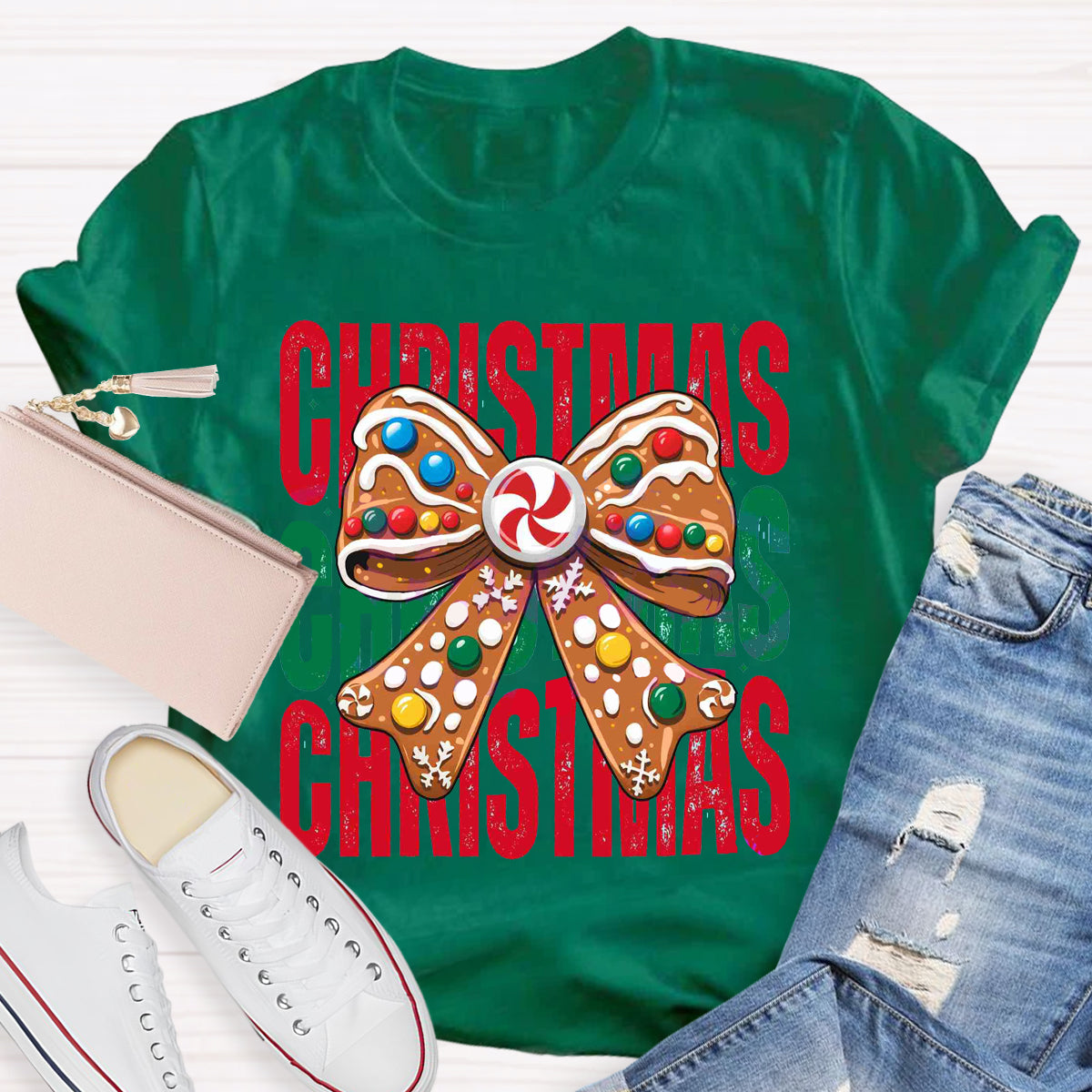 Nice Coquette Bow gingerbread Christmas T-Shirt