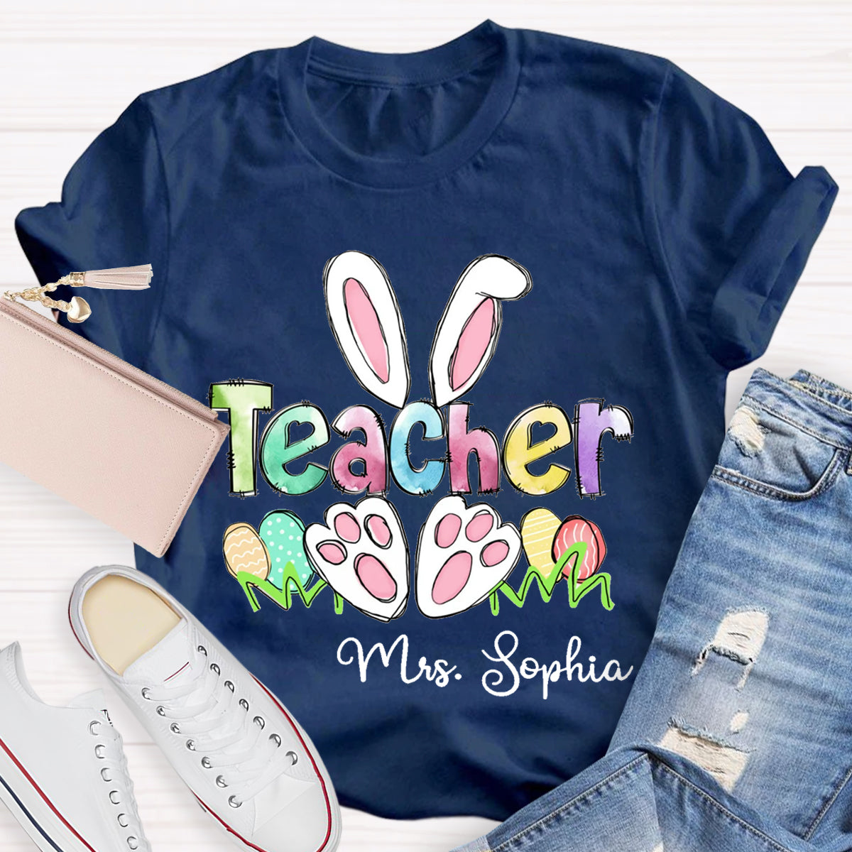 Personalized Name Easter Teacher T-Shirt