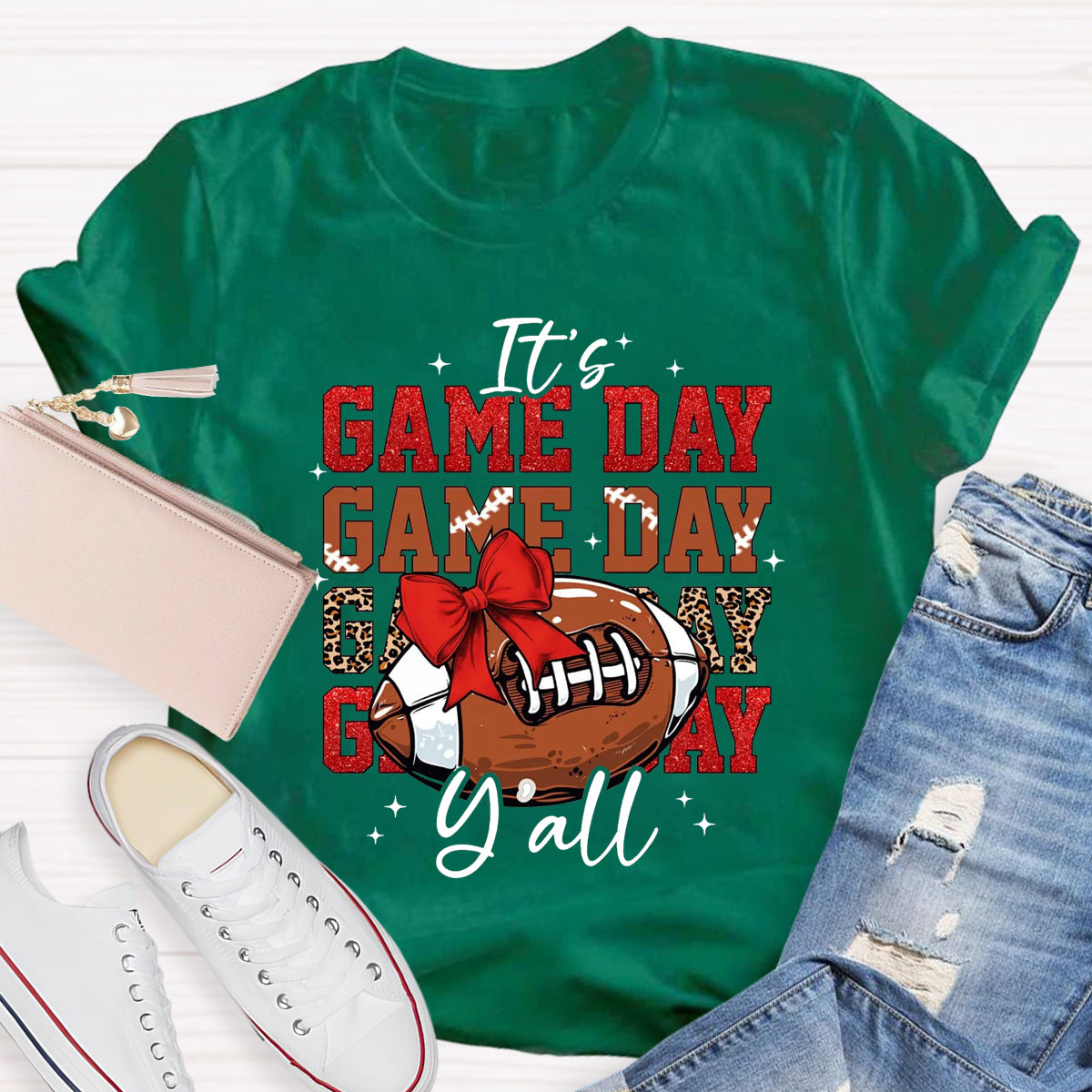 It's Game Day Yall Red Glitter T-Shirt