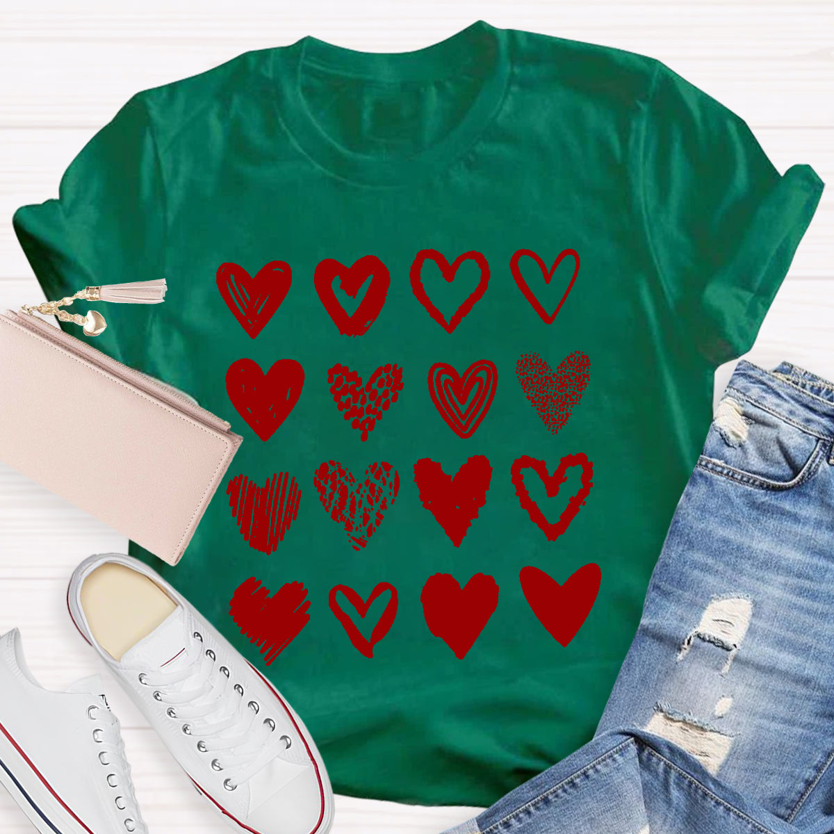 Valentine's Day Cute Heart Teacher T-Shirt