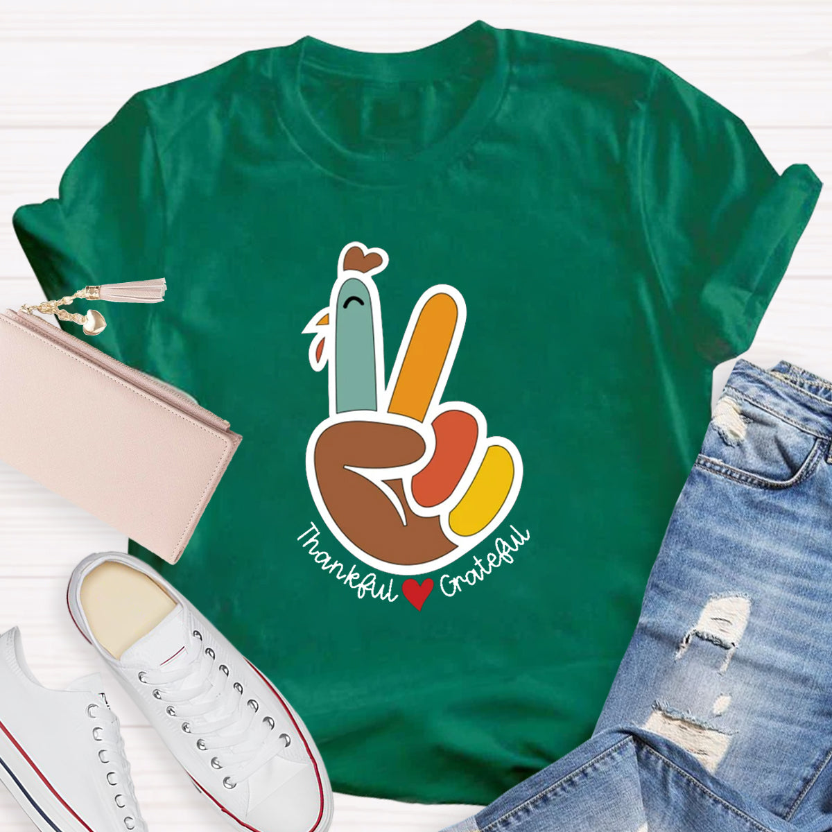 Funny Turkey Thankful Teacher T-Shirt