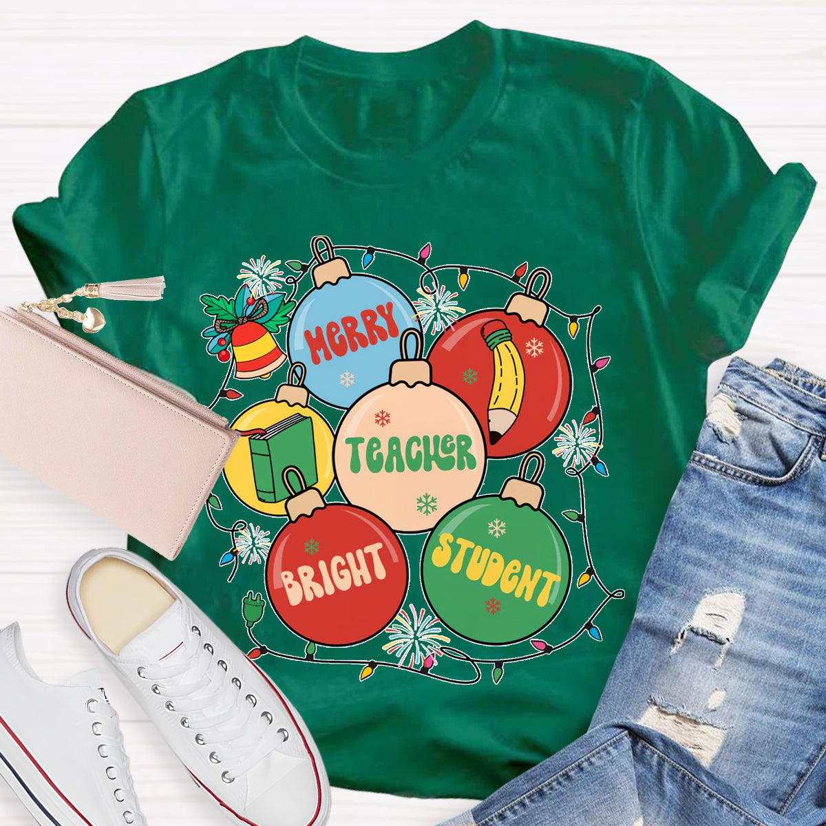 Merry Teacher  Bright Students T-Shirt