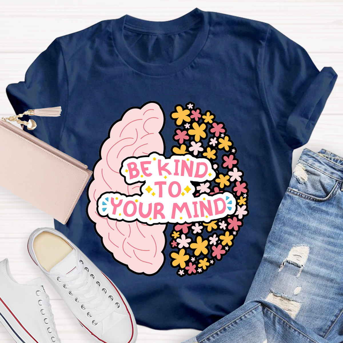 Be Kind To Your Mind Floral Brain T-Shirt