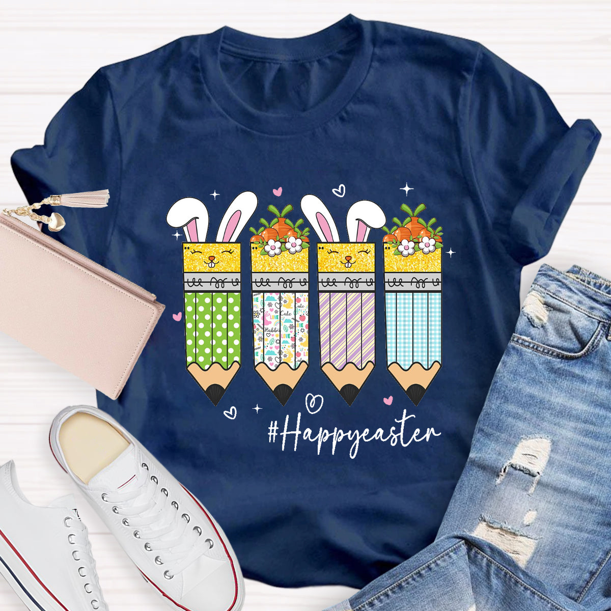 Happy Easter Pencil Teacher T-Shirt