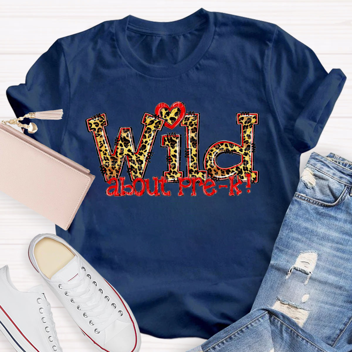 Wild About Pre-K Red Heart T-Shirt