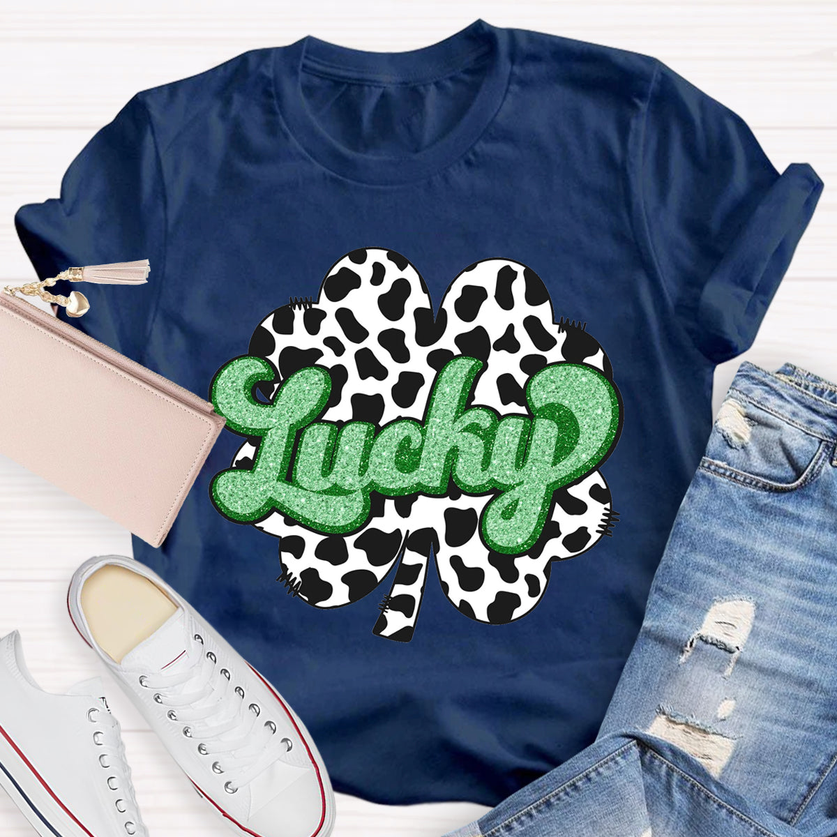 Milk pattern Shamrock LuckyTeacher T-Shirt