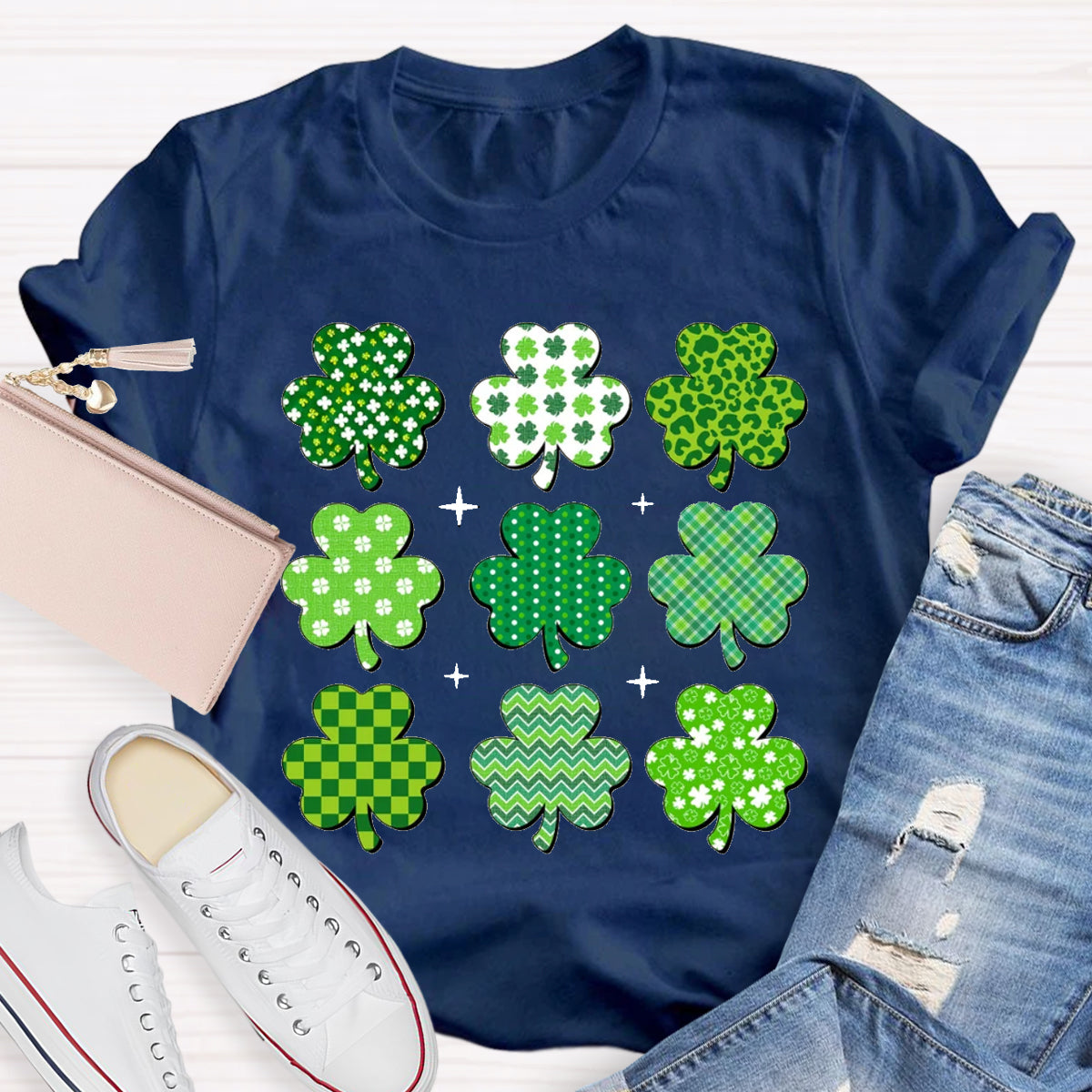 Multi Shamrock St Patricks Day T-Shirt