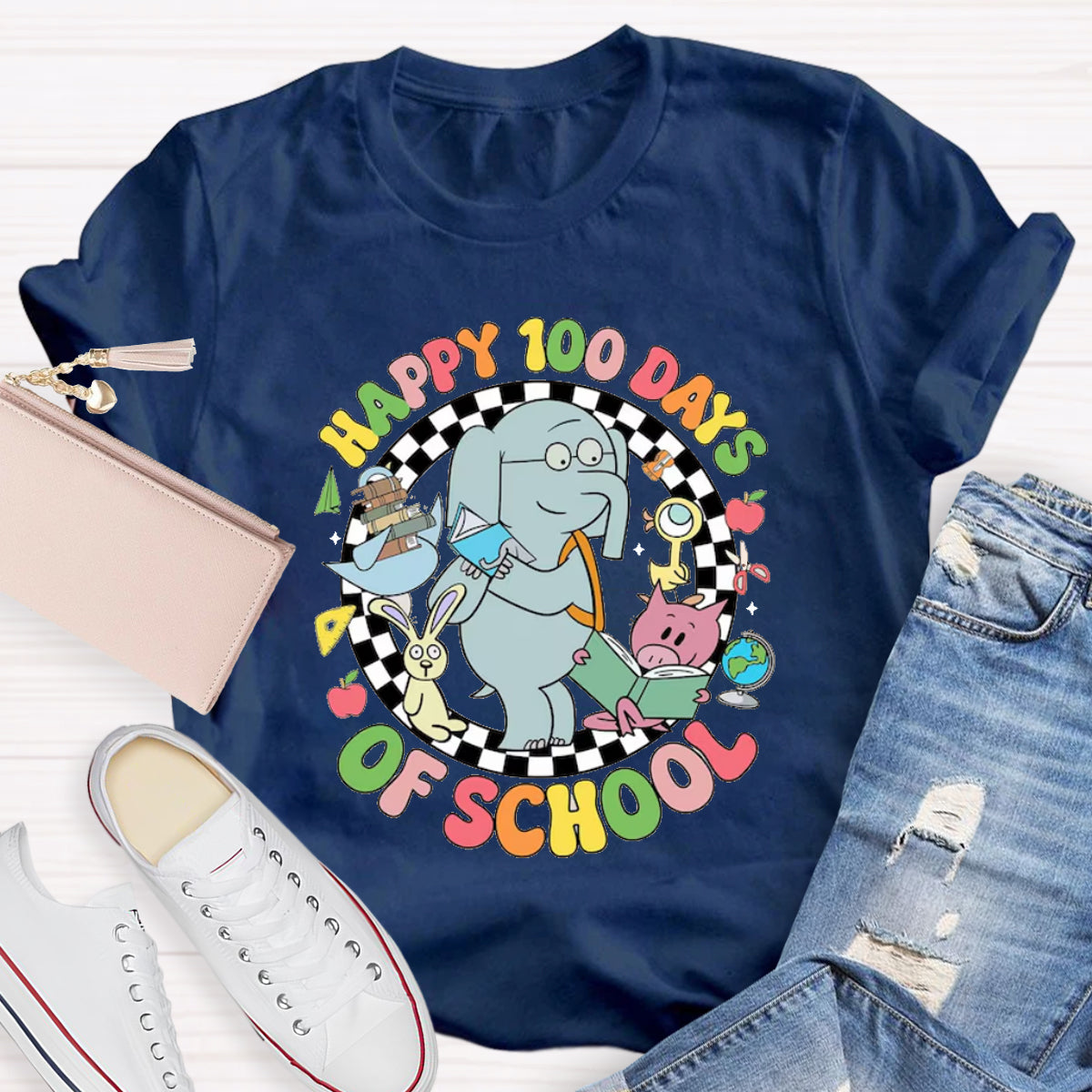 Happy 100 Days of School Elephant And Piggie Teacher T-Shirt