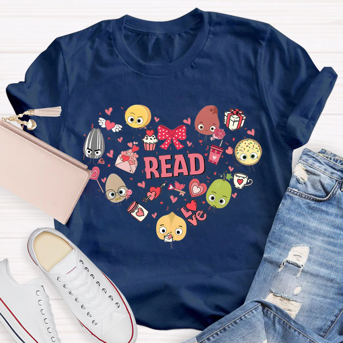 Love Reading Tiny Human Book Lover Teacher T-Shirt