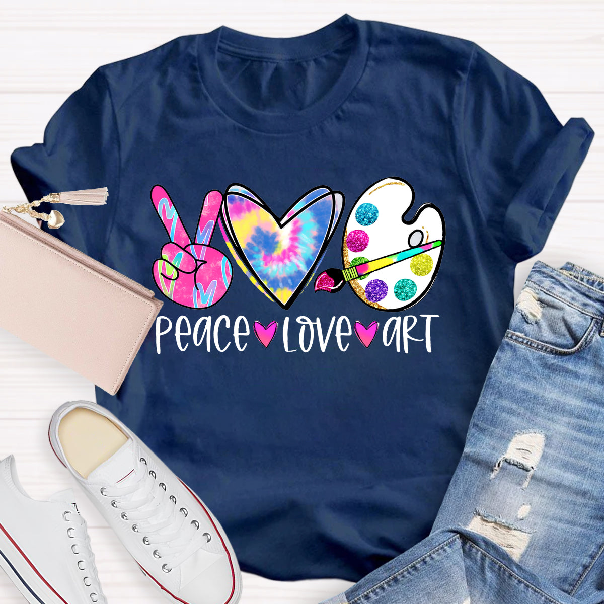 Peace Love Art Teacher T-shirt