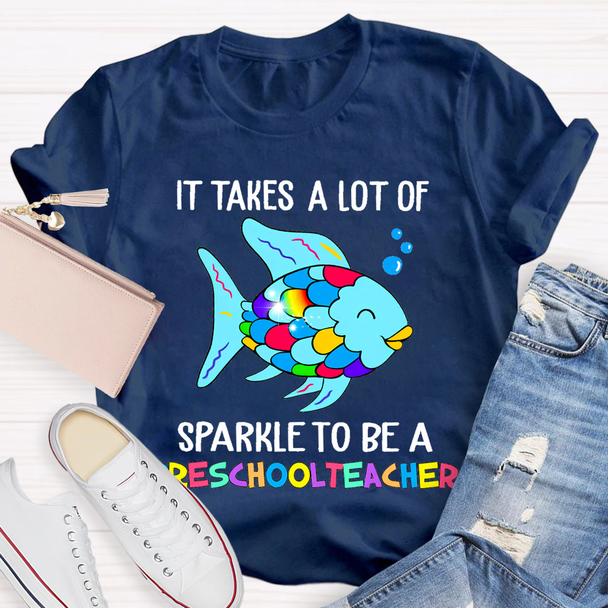 Personalized Grade It Takes A Lot Of Sparkle To Be A Preschool Teacher T-Shirt