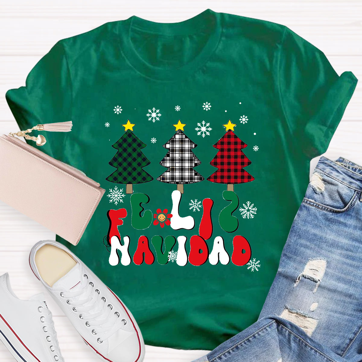 Spanish Christmas Feliz Navidad Teacher T-Shirt