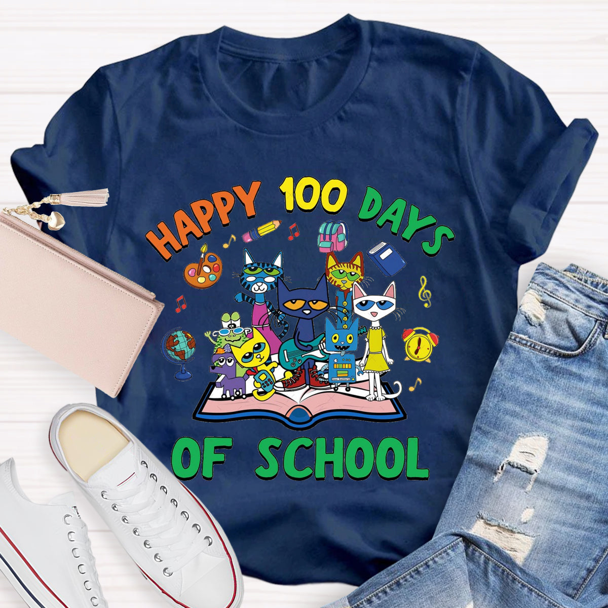 Happy 100 Days of School Children Books Teacher T-Shirt