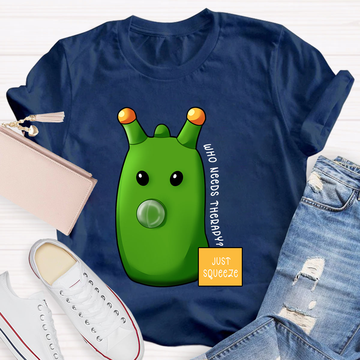 Who Needs Therapy? Just Squeeze Green Caterpillar T-Shirt