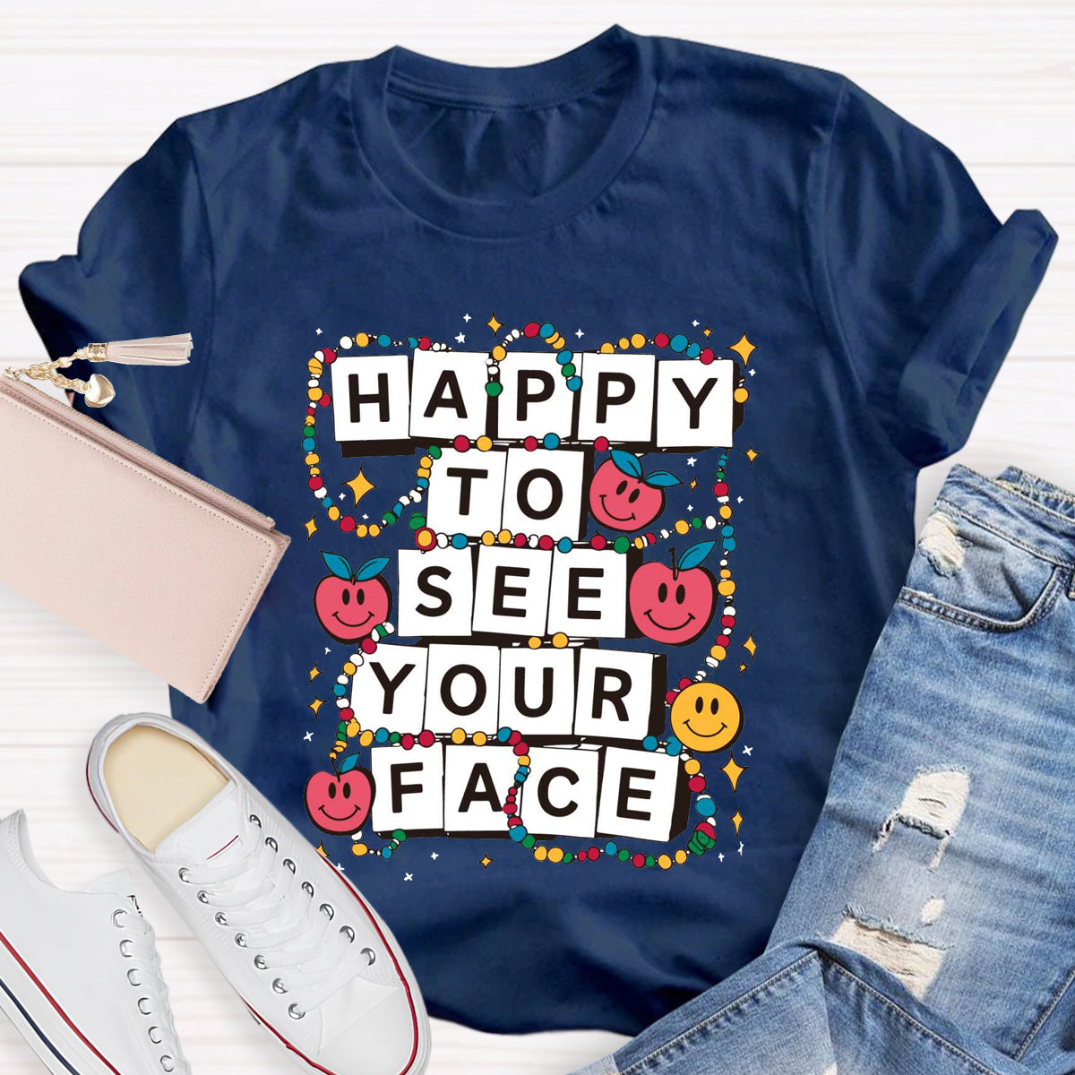 Apple Beads Happy To See Your Face T-Shirt