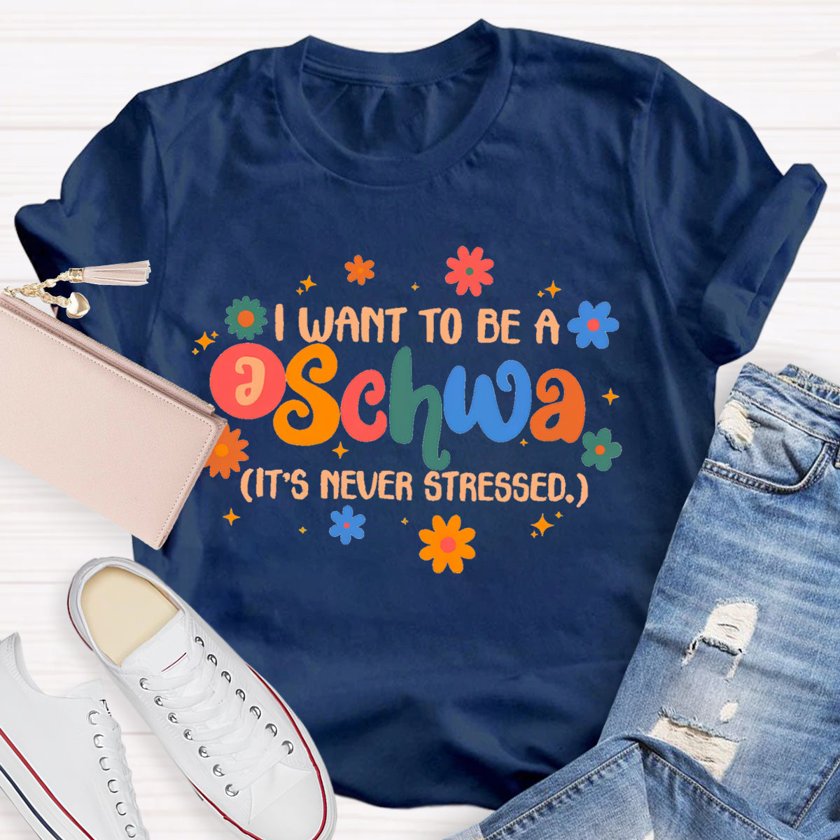 I Want To Be A Schwa It's Never Stressed Floral T-Shirt