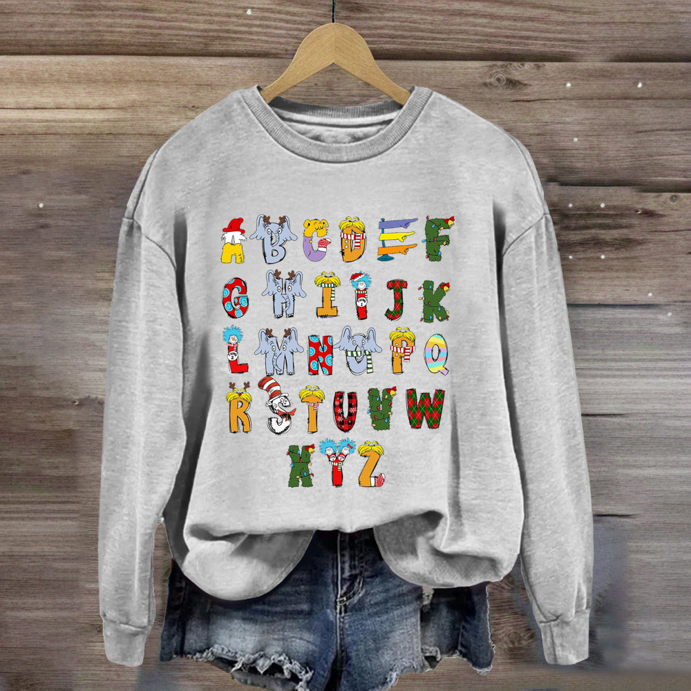 Christmas Doodle Alphabet Cat In The Hat Children's Book Sweatshirt