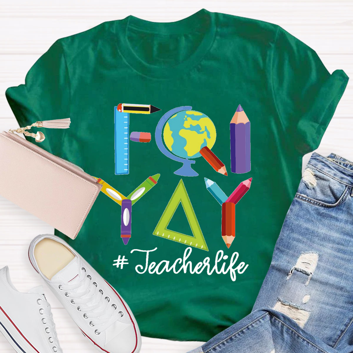 Happy Friyay Friday Weekend Teacherlife T-Shirt