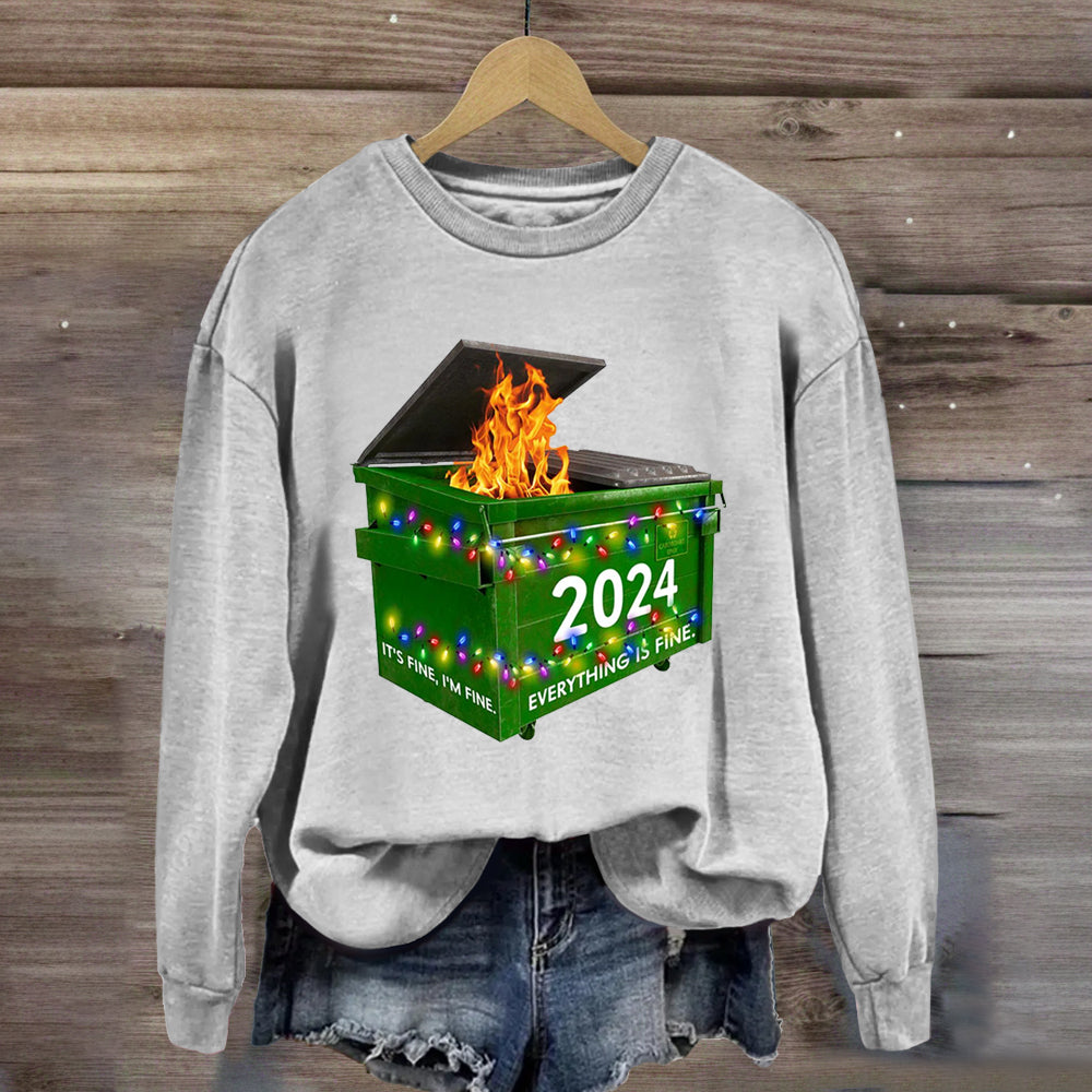 Everything Is Fine Funny Dumpster Fine Christmas Sweatshirt