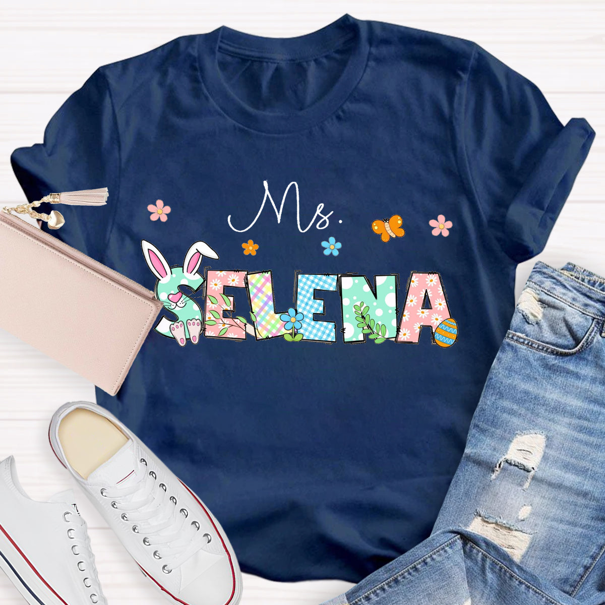 Personalized Name Easter Day Bunny T-Shirt