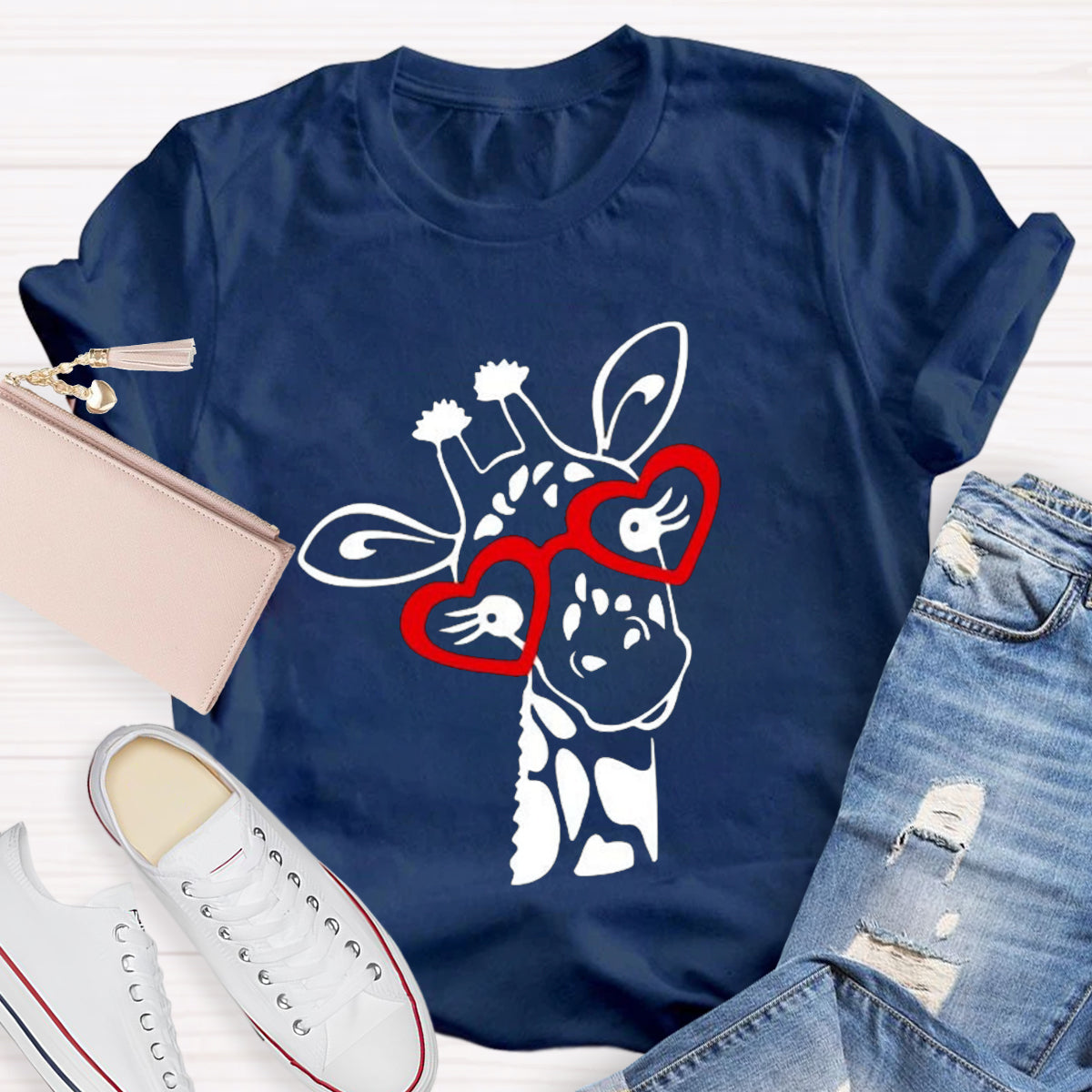 Valentines Day Giraffe  T-Shirt