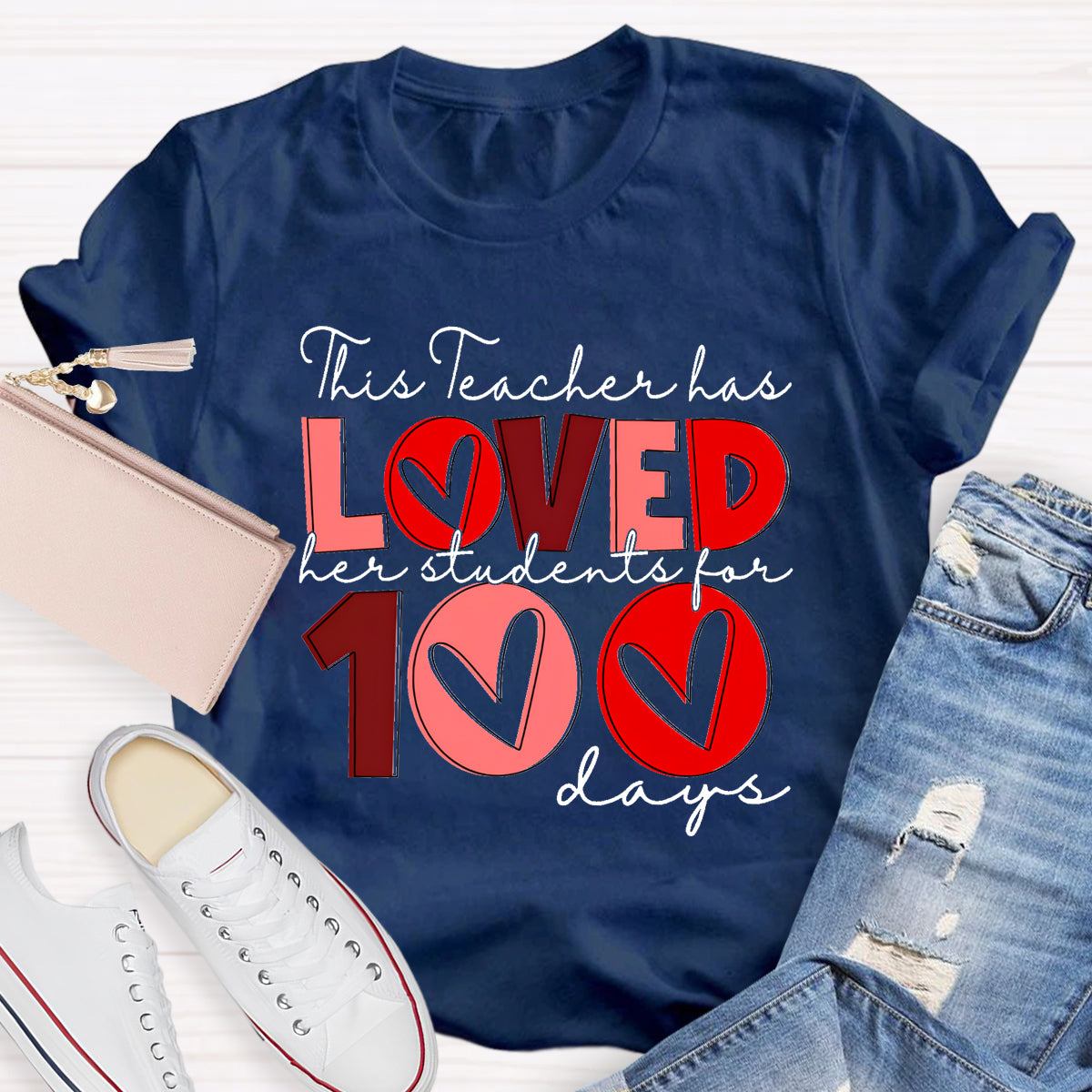 This Teacher Has Loved Her Students For 100 Days T-Shirt