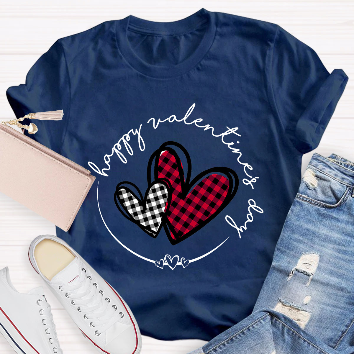 Plaid Heart Valentines Day T-Shirt