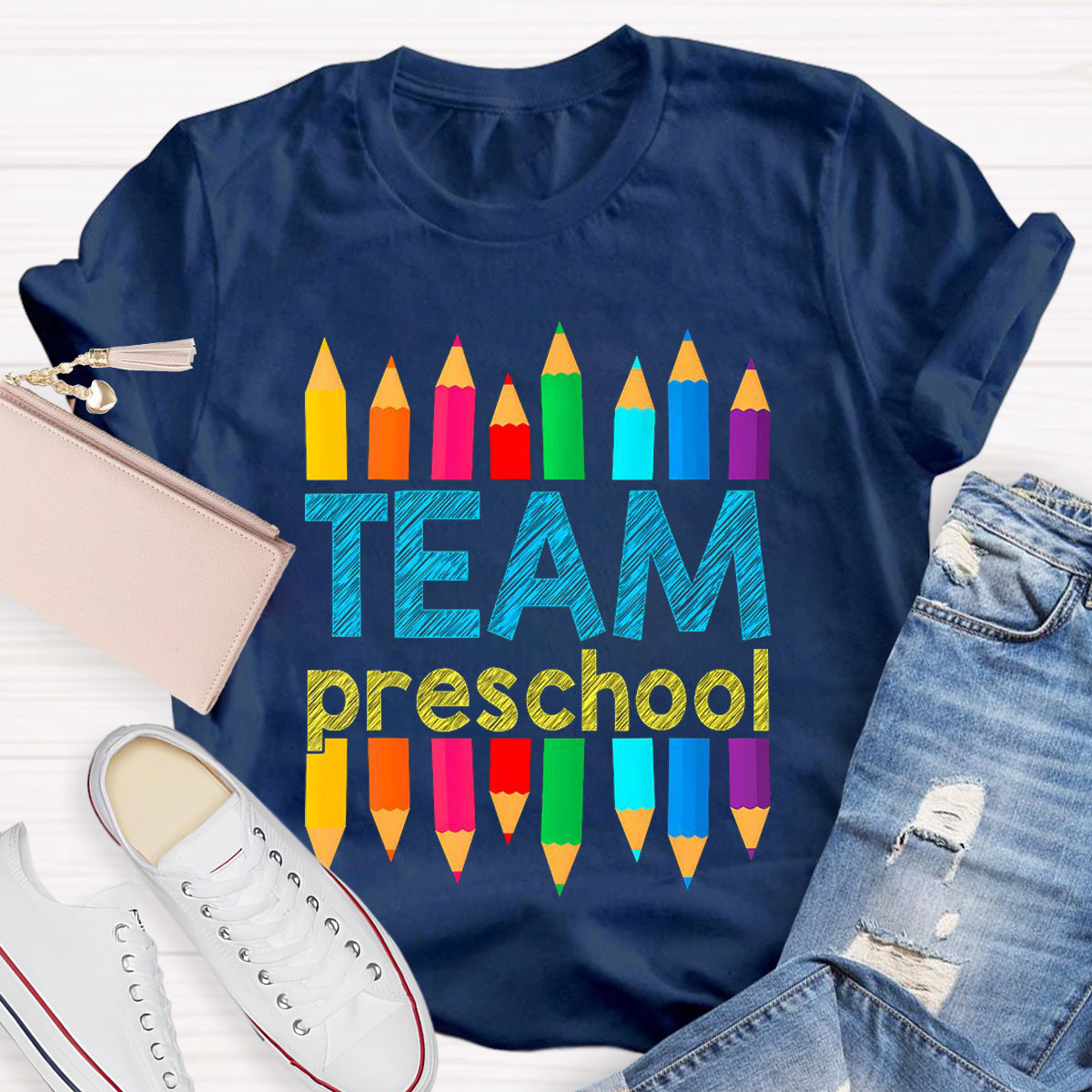 Personalized Grade Team Pencil Teacher T-Shirt