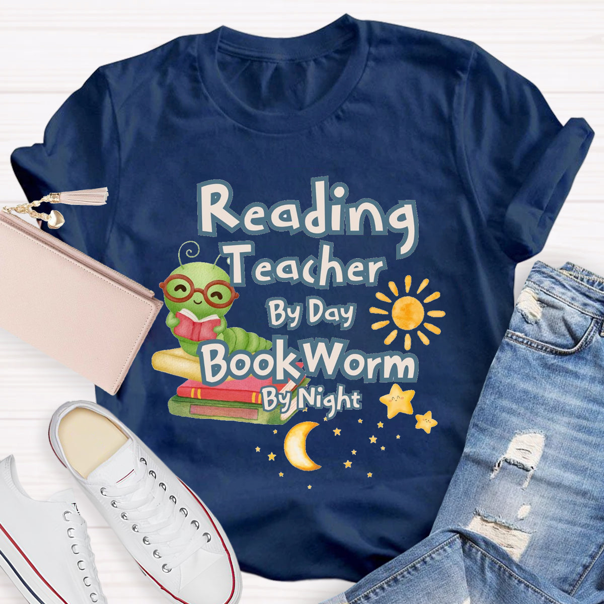 Reading Teacher By Day Bookworm By Night T-Shirt