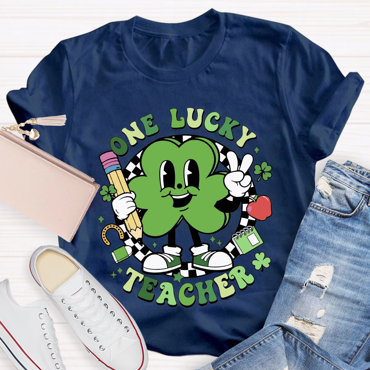 One Lucky Teacher Shamrock T-Shirt