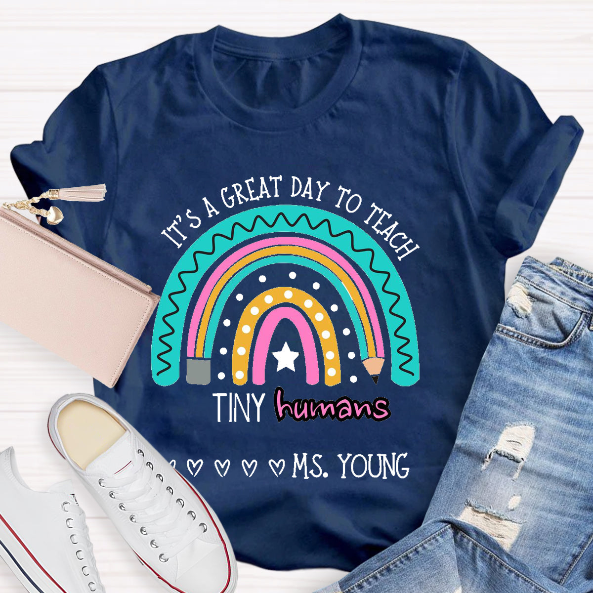 Personalized Name It's A Great Day To Teach Tiny Humans T-Shirt