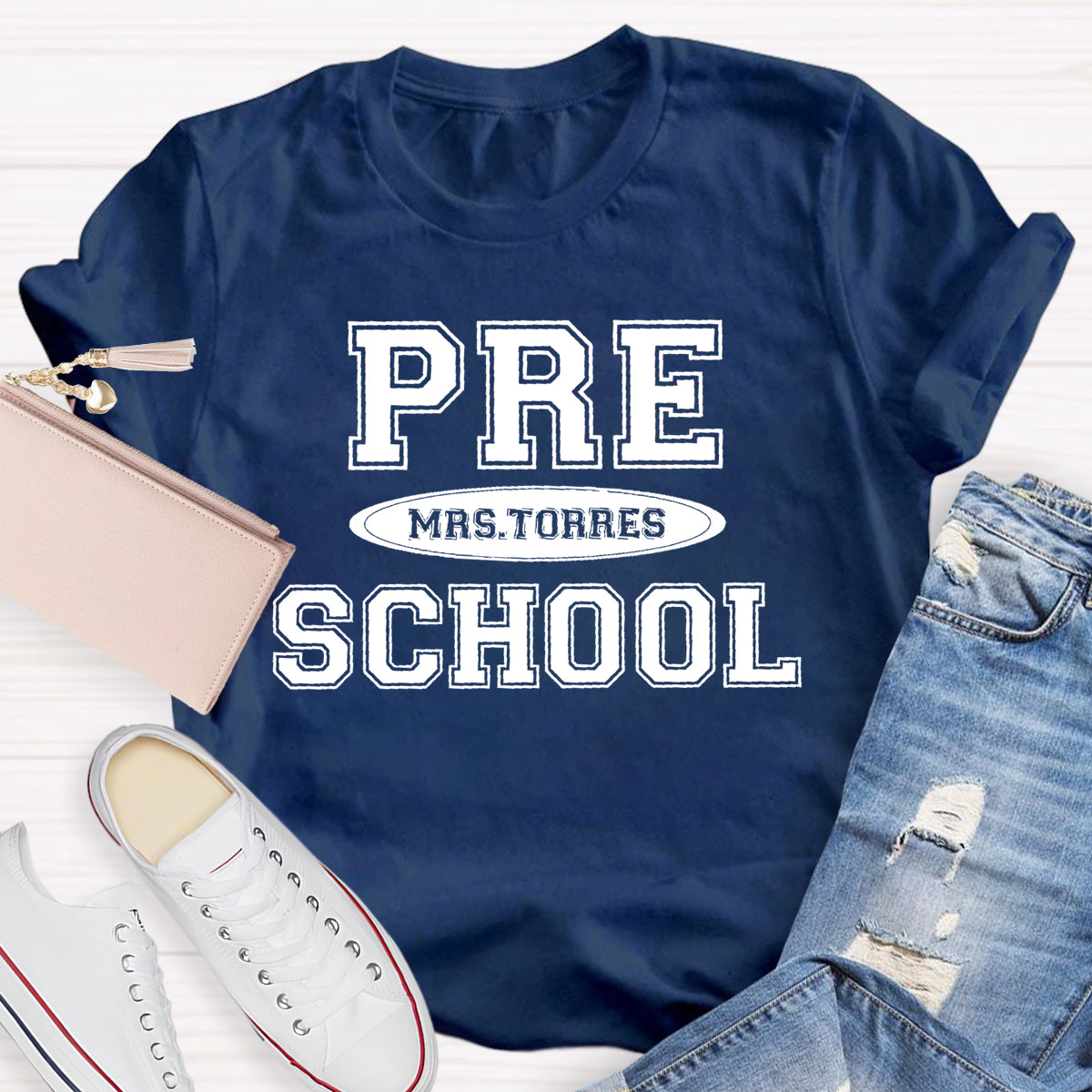 Personalized Preschool Teacher Name T-Shirt