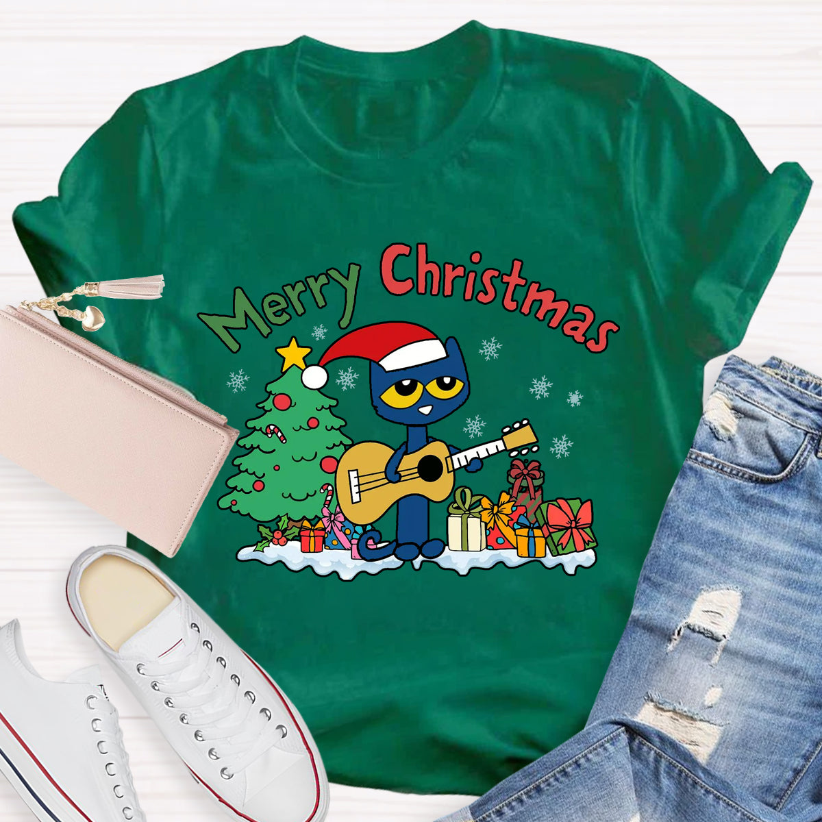 Merry Christmas Pete Groovy Cat T-Shirt