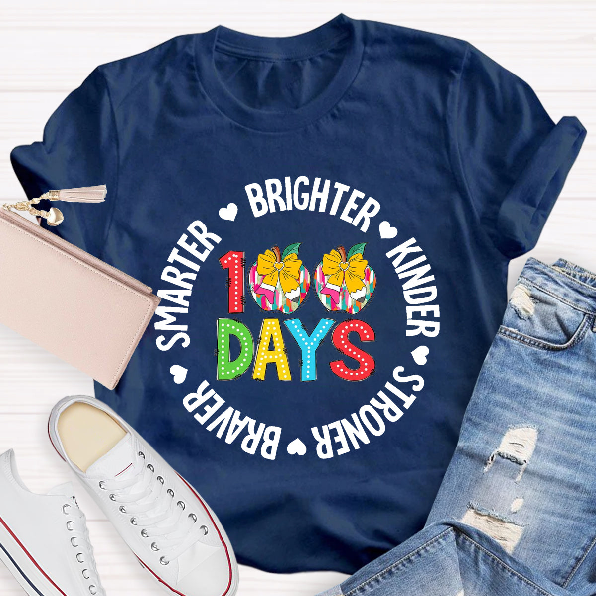 100 Days Brighter Kinder Teacher T-Shirt