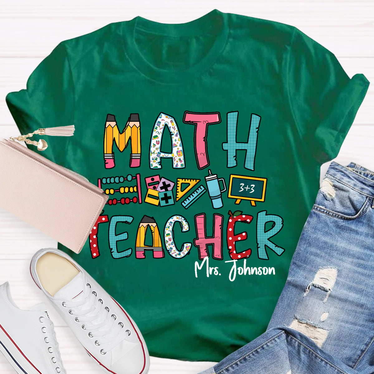 Personalized Math Teacher Name Mrs. Johnson T-Shirt