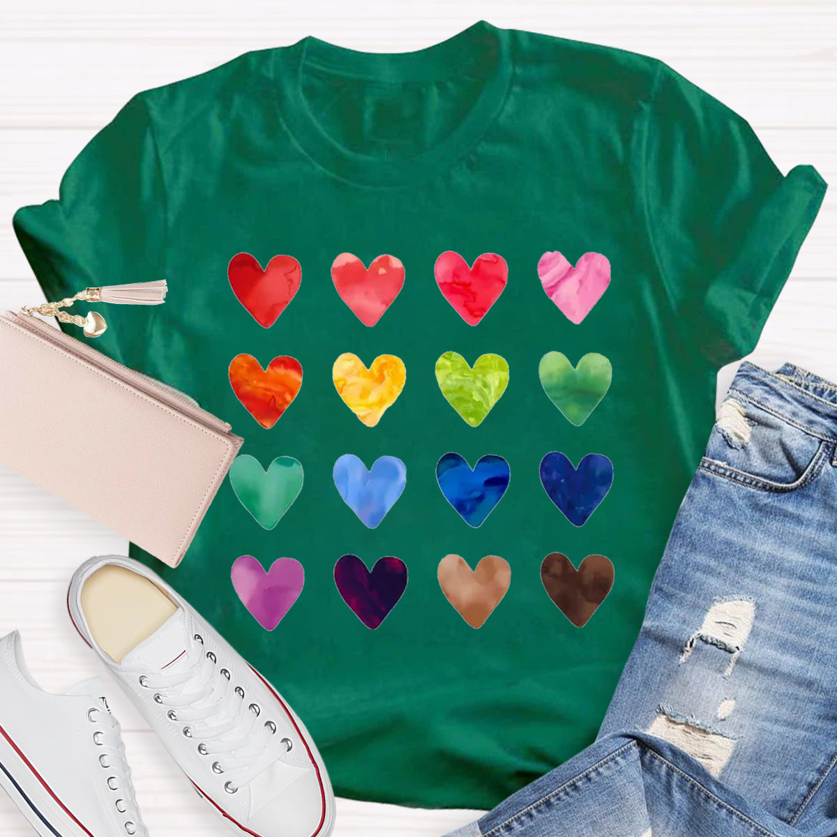 Colorful Love Combination Teacher T-Shirt