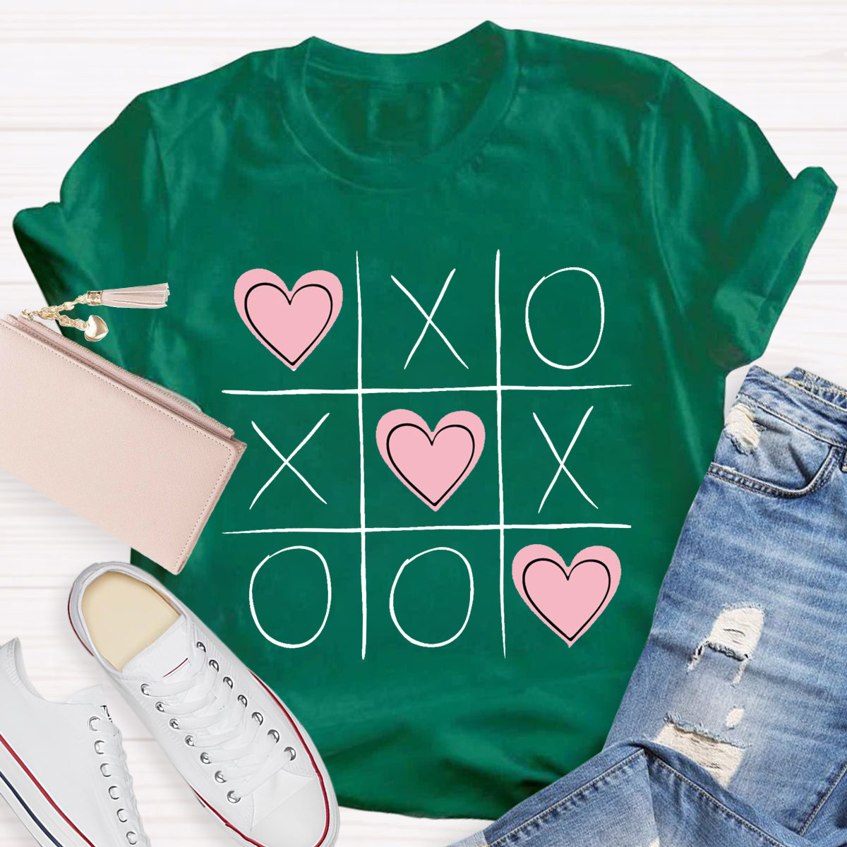 Tic Tac Toe Valentines  Love Heart T-Shirt