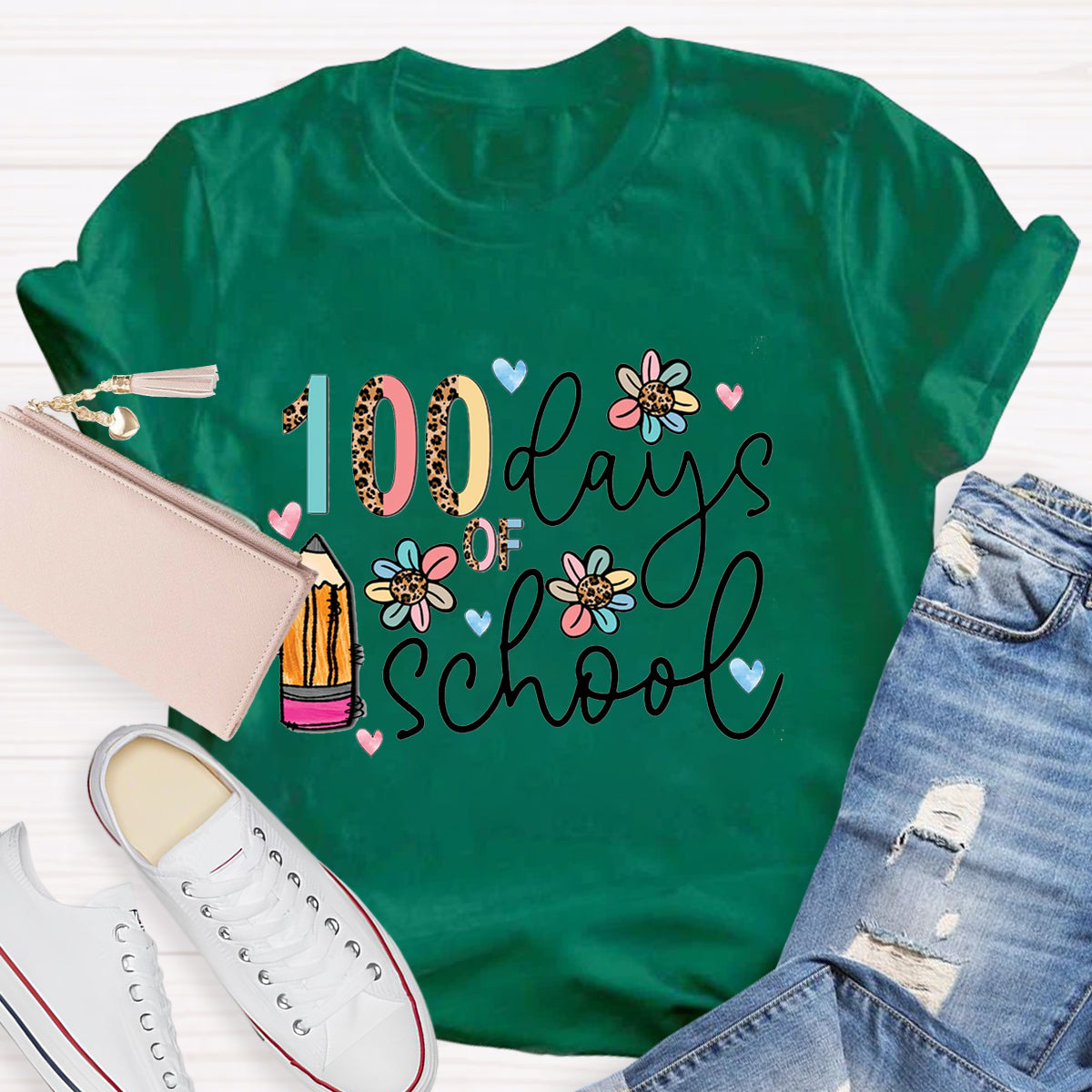 100 Days Of School Pencil Teacher T-Shirt