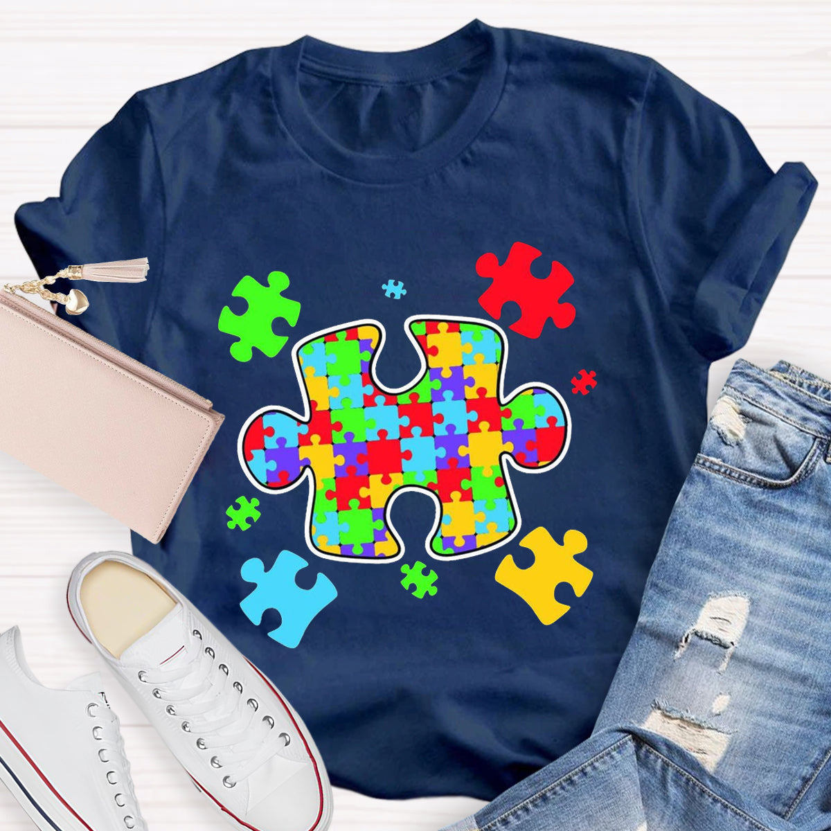 Special Education Colorful Puzzle T-Shirt