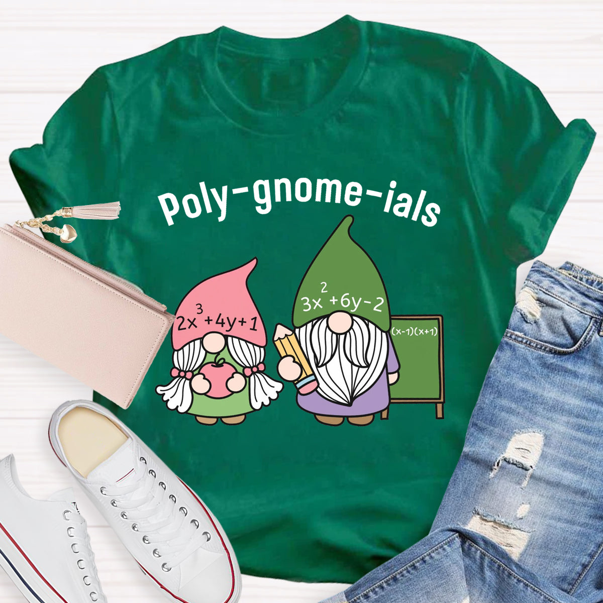 Funny Math Teacher Poly-gnome-ials Funny Gnome T-Shirt