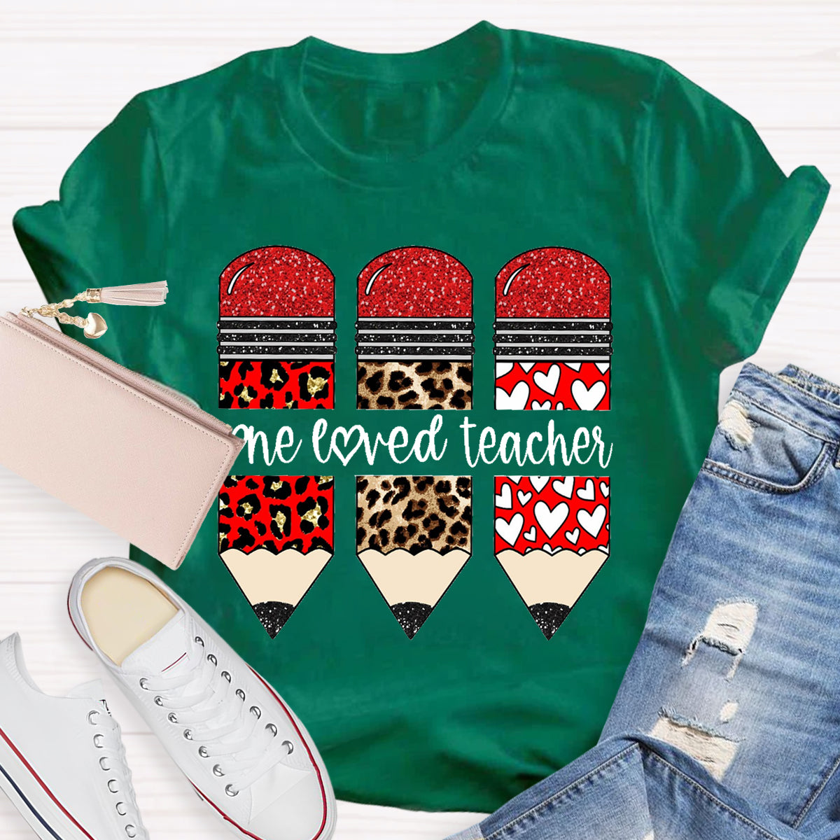 One Loved Teacher Red Pencil T-Shirt