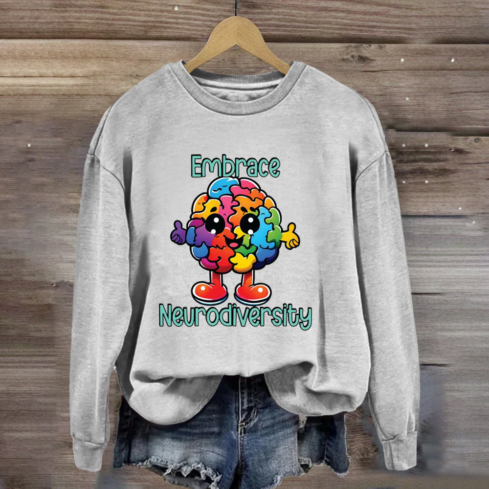 Embrace Neurodiversity Colorful BrainSweatshirt