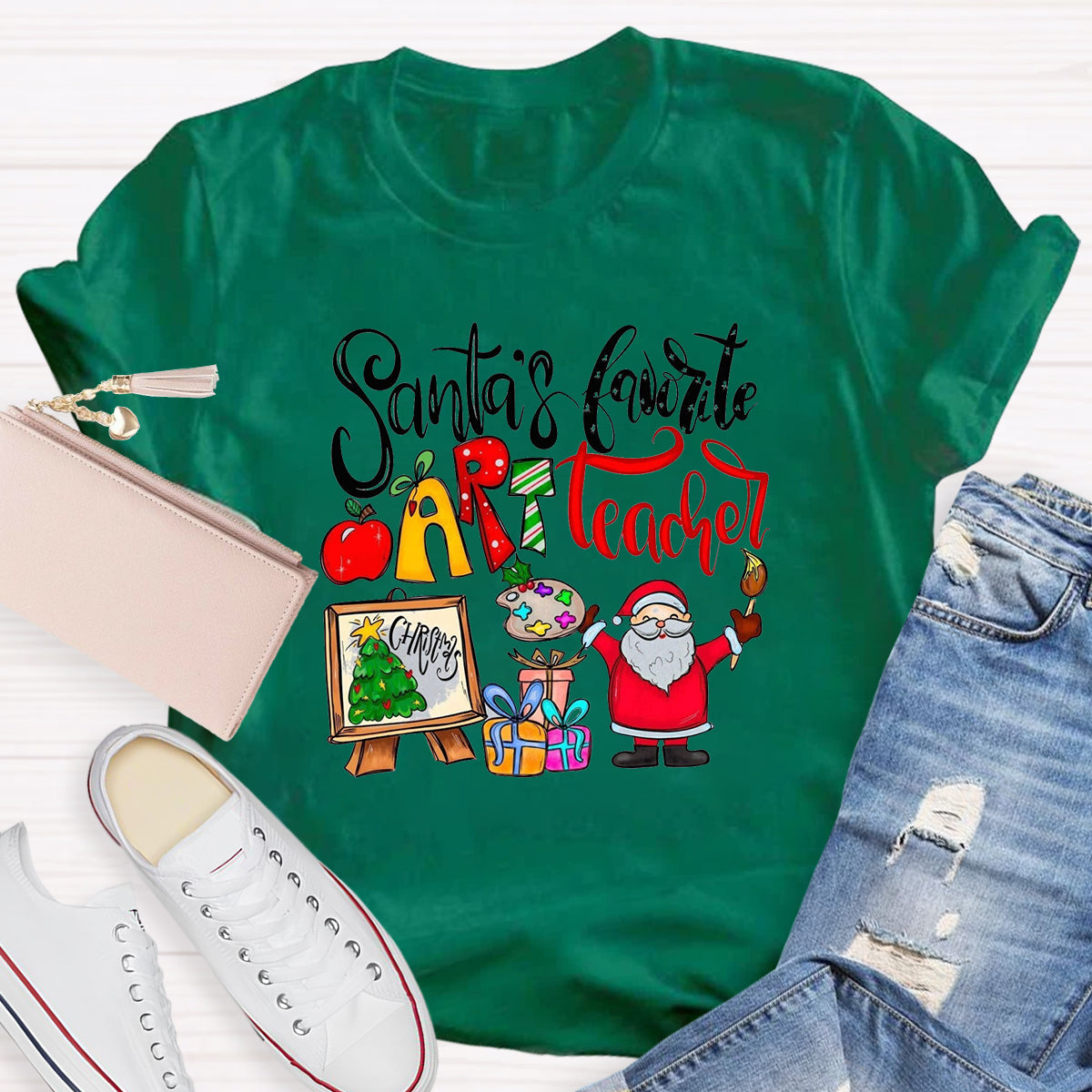 Santa's Favorite Art Teacher T-Shirt