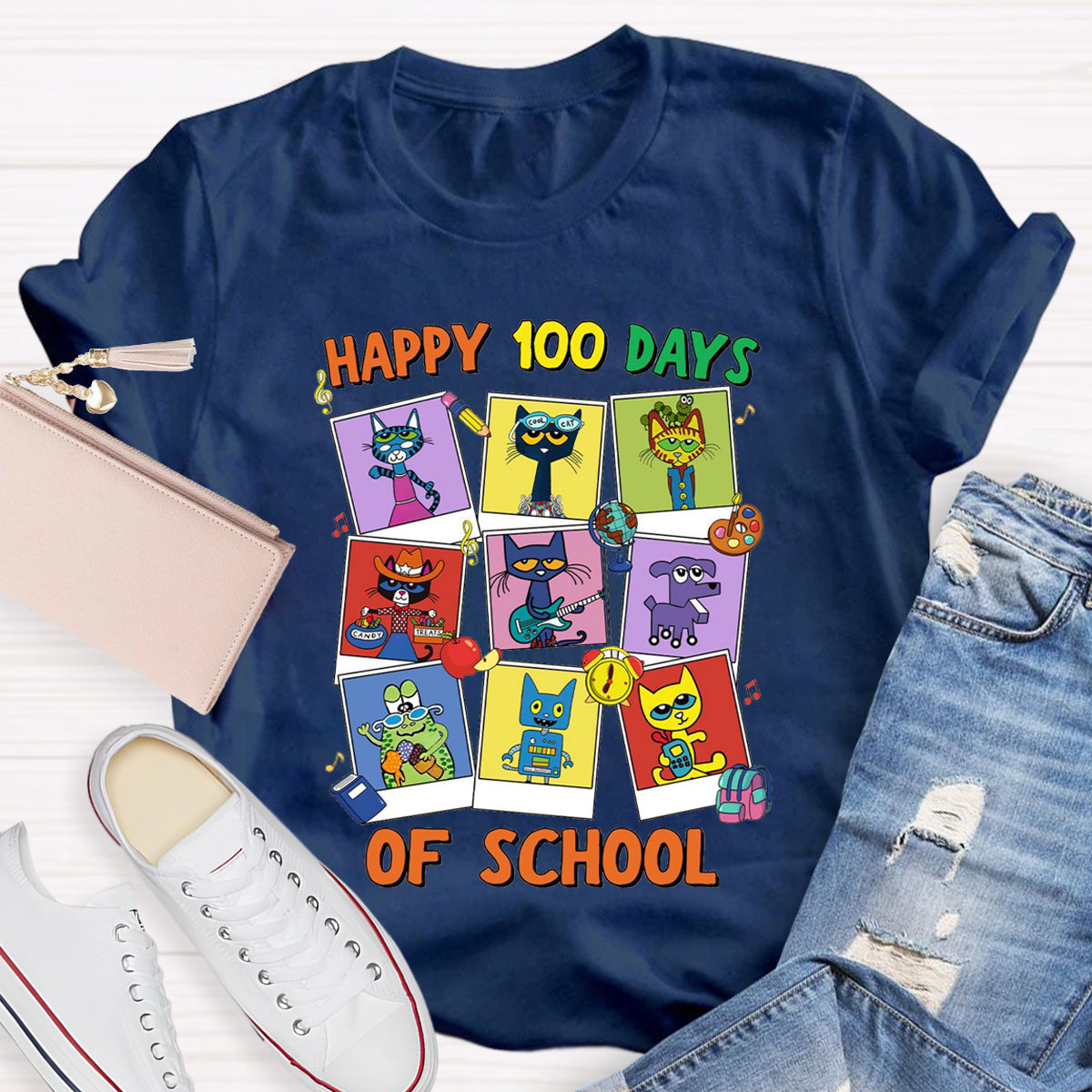 Pete The Cat Happy 100 Day Of School T-Shirt