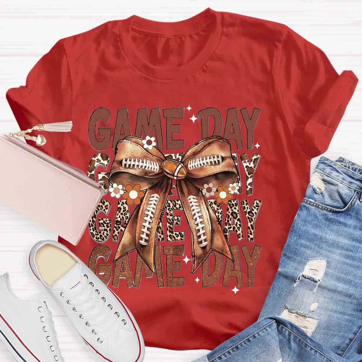 Game Day Football Bow T-Shirt